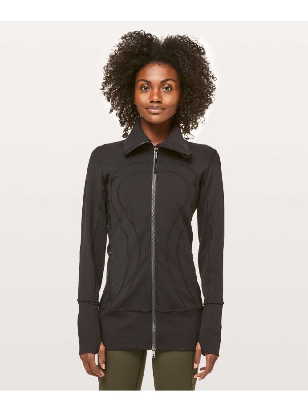 Lululemon In Stride Jacket Long Line Black Size 6 Athleisure Yoga Gym Sporty